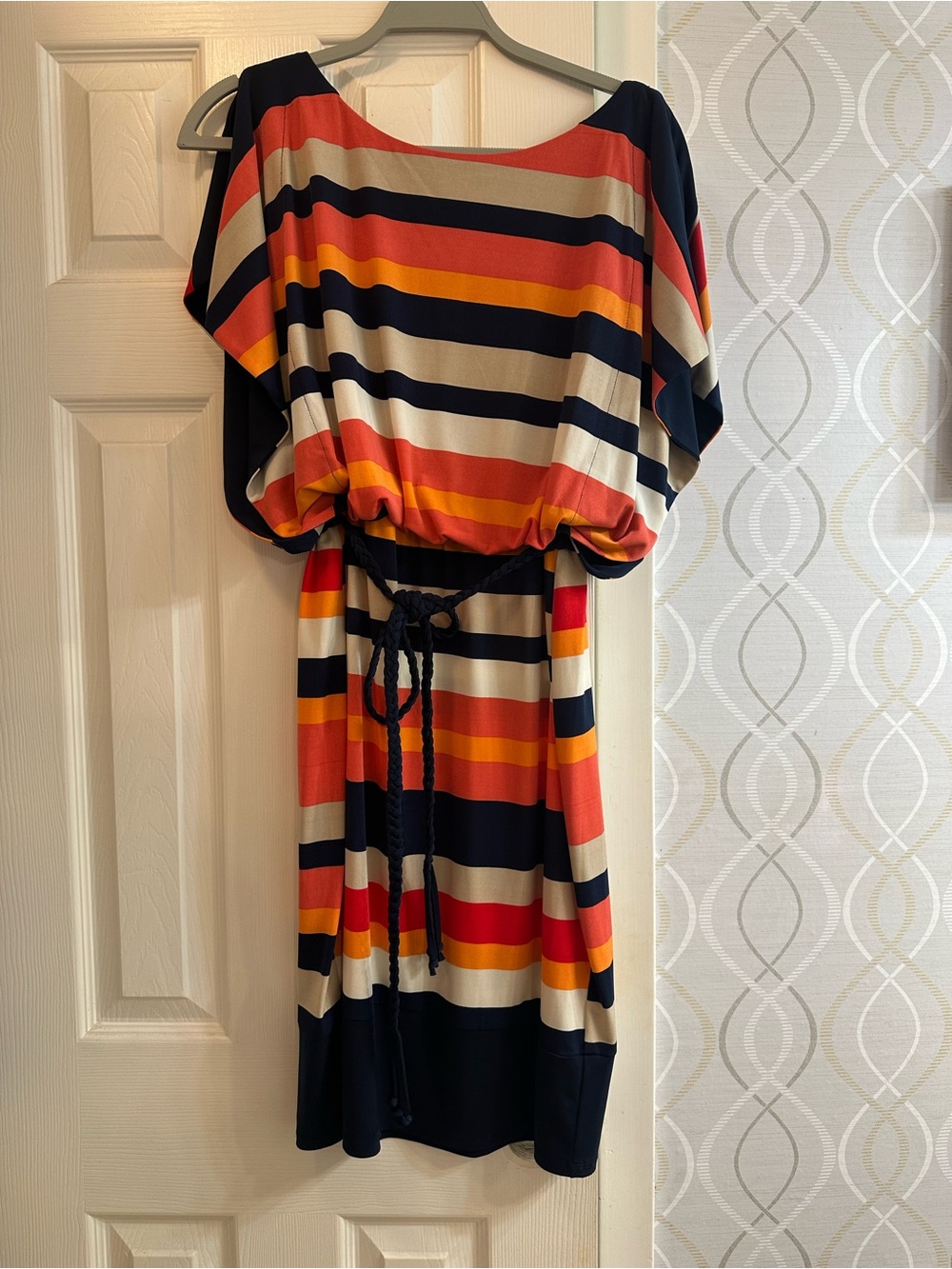 Striped Multicolor Waist-Tie Women’s Dress
